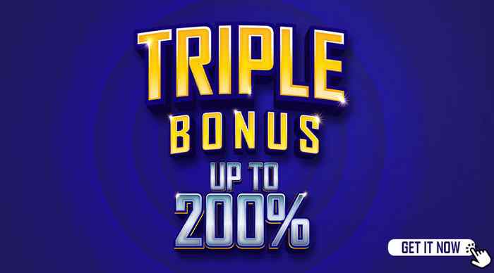 Triple bonus up to 200% banner