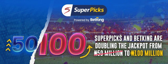 superpicks with 50-100 double jackpot with stadium picture in the background